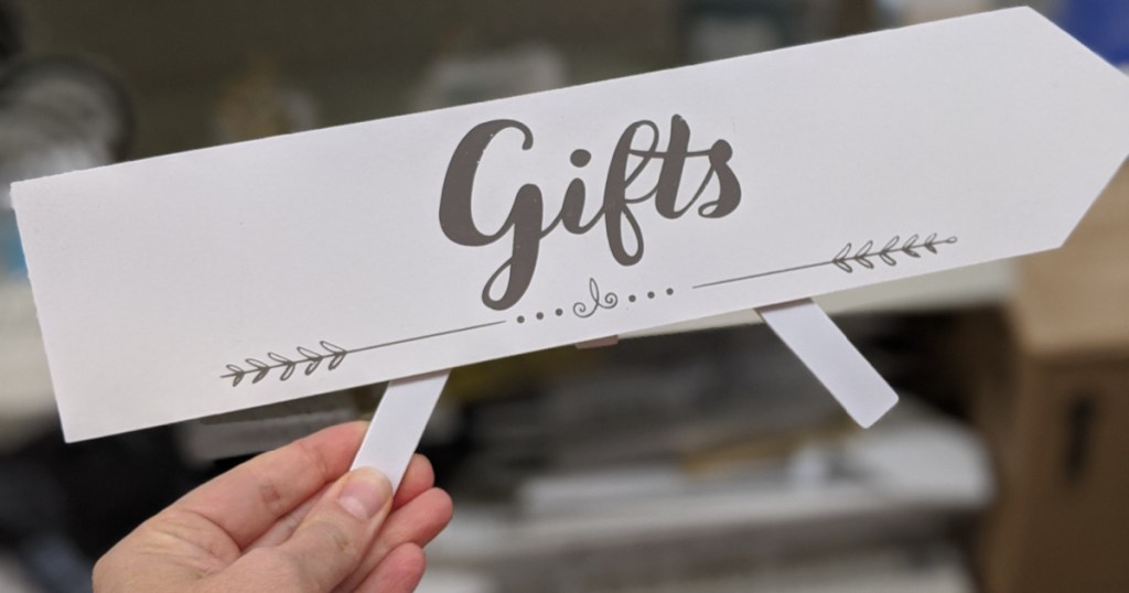 gifts arrow wedding sign at dollar tree