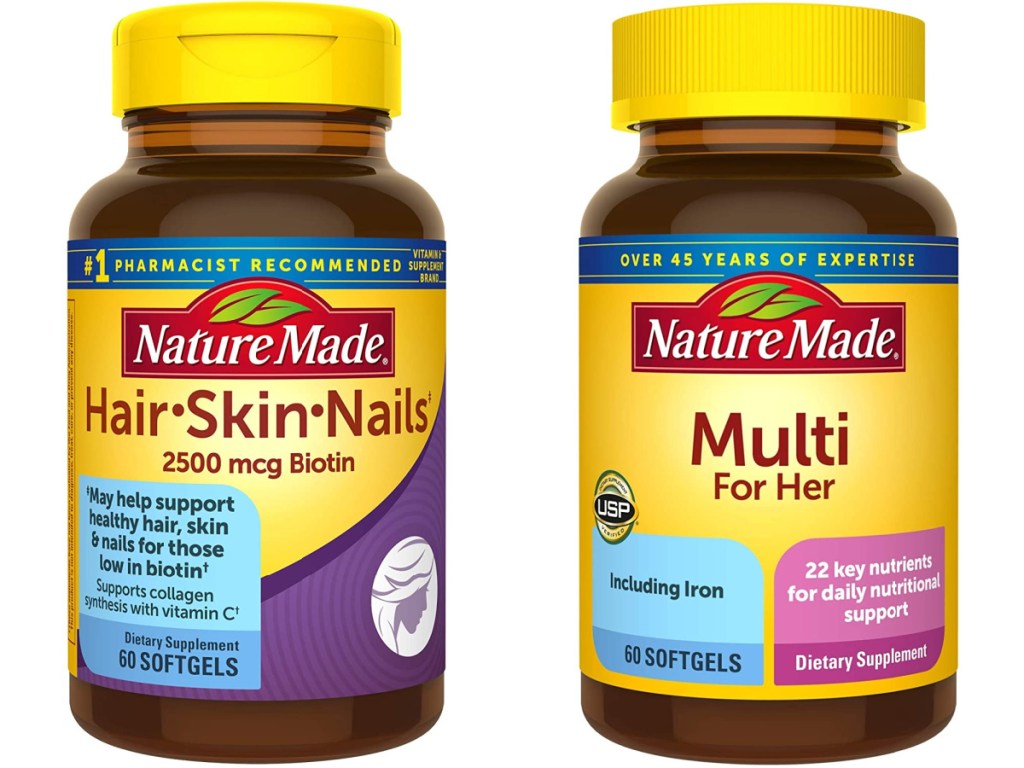 nature made vitamins hair, skin, nails and womens multi