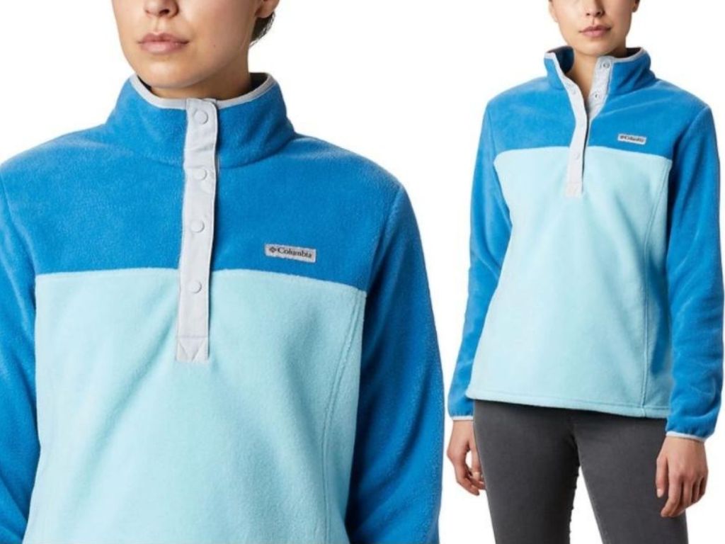 woman wearing a fleece pullover