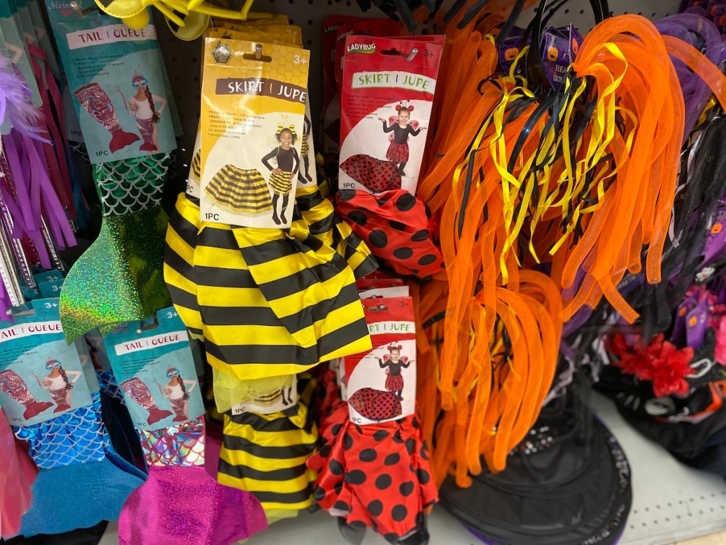 costume skirts on display at Dollar Tree