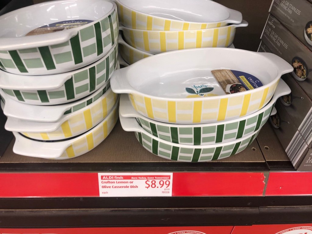 Crofton Casserole Dishes on shelf at ALDI