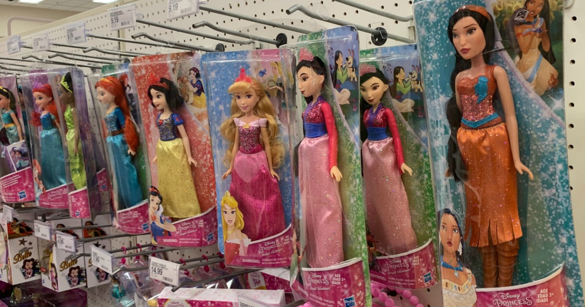 Disney Princess Dolls on pegs at store