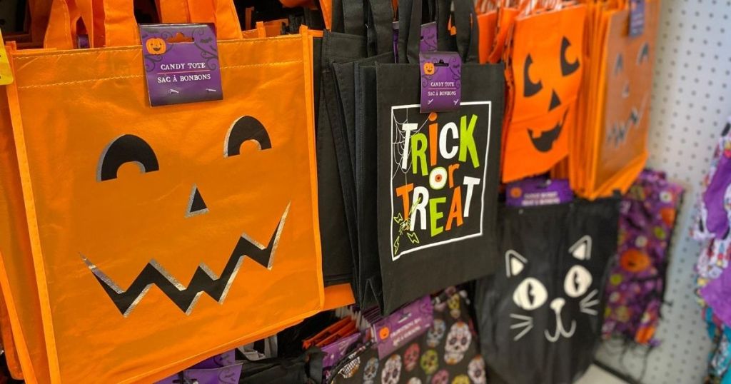 display of candy totes at Dollar Tree