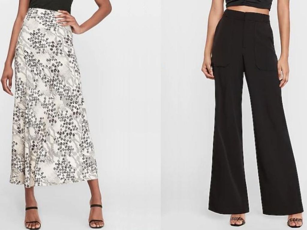 women wearing a long skirt and palazzo pants