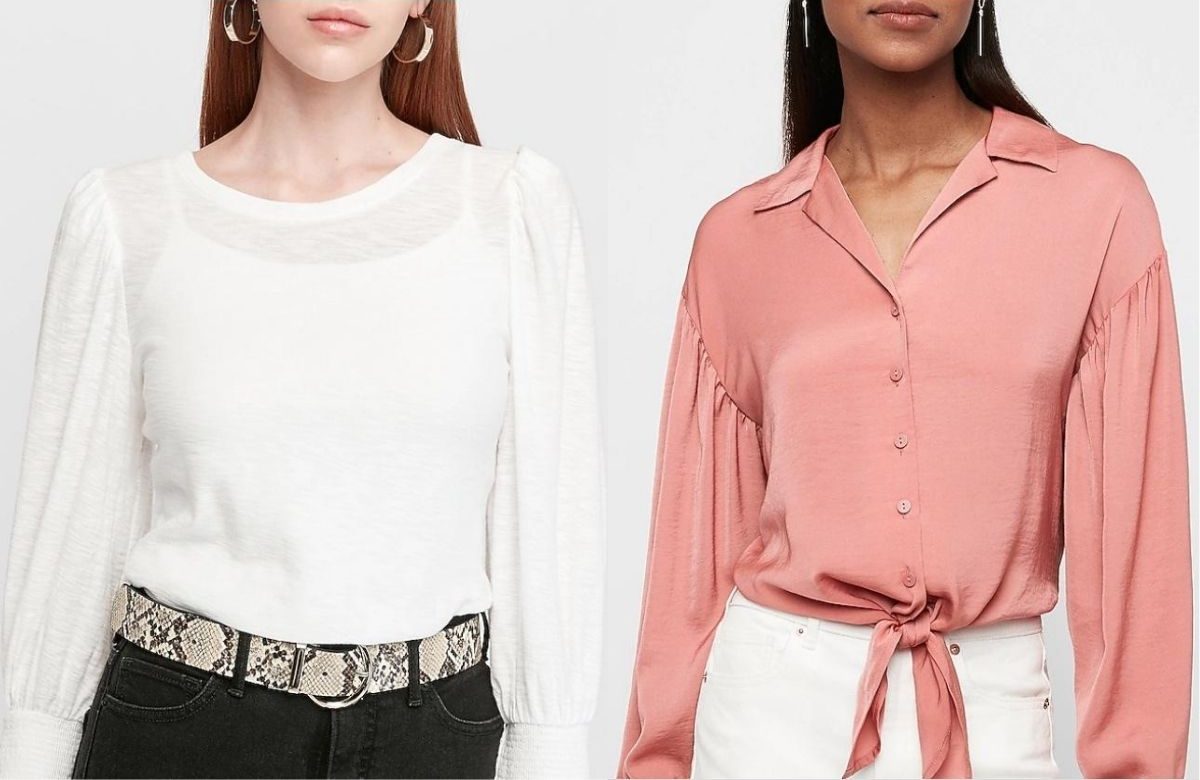 two women wearing long sleeve blouses