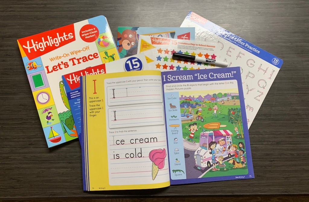 stack of Highlights workbooks