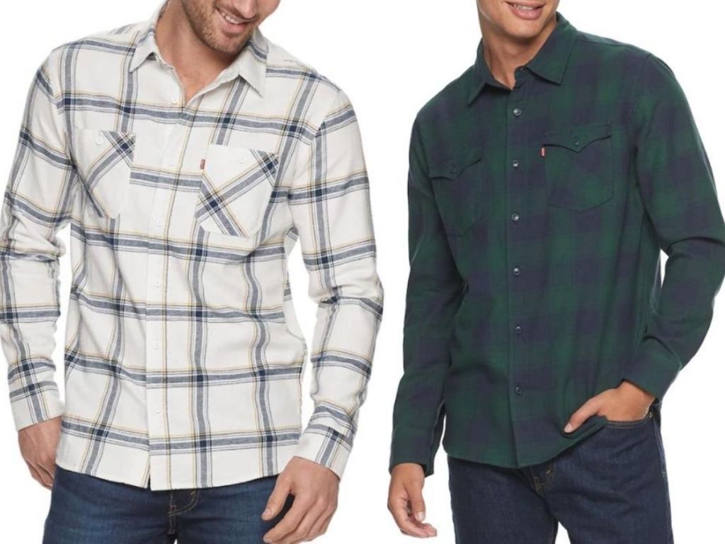 two men wearing flannel shirts