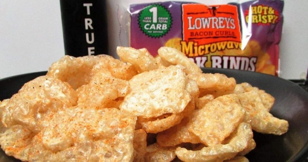 Plate of microwavable pork rinds