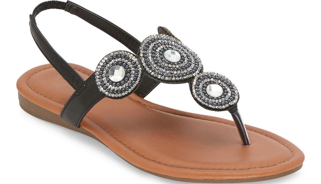 black and brown sandal with silver embellishments