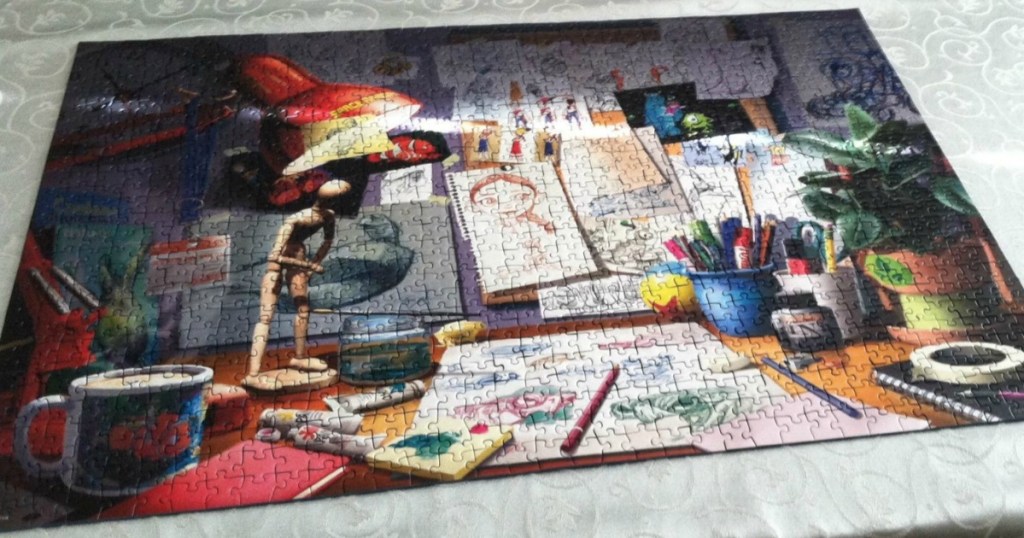 Disney Pixar themed jigsaw puzzle all put together