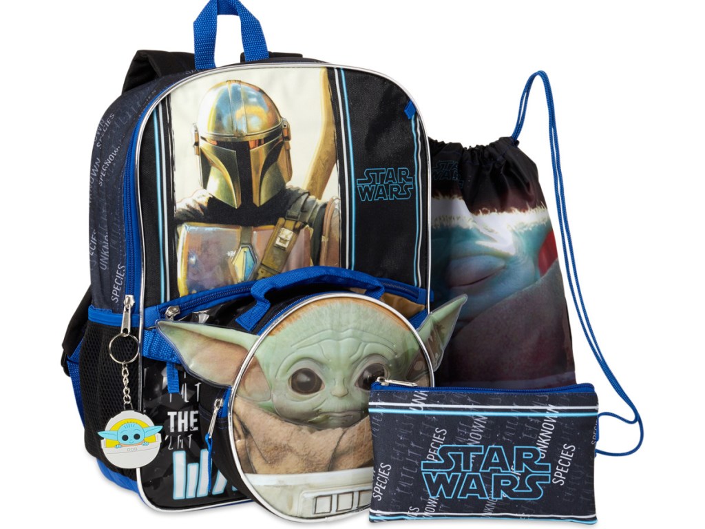 stock image of backpack set with star wars characters