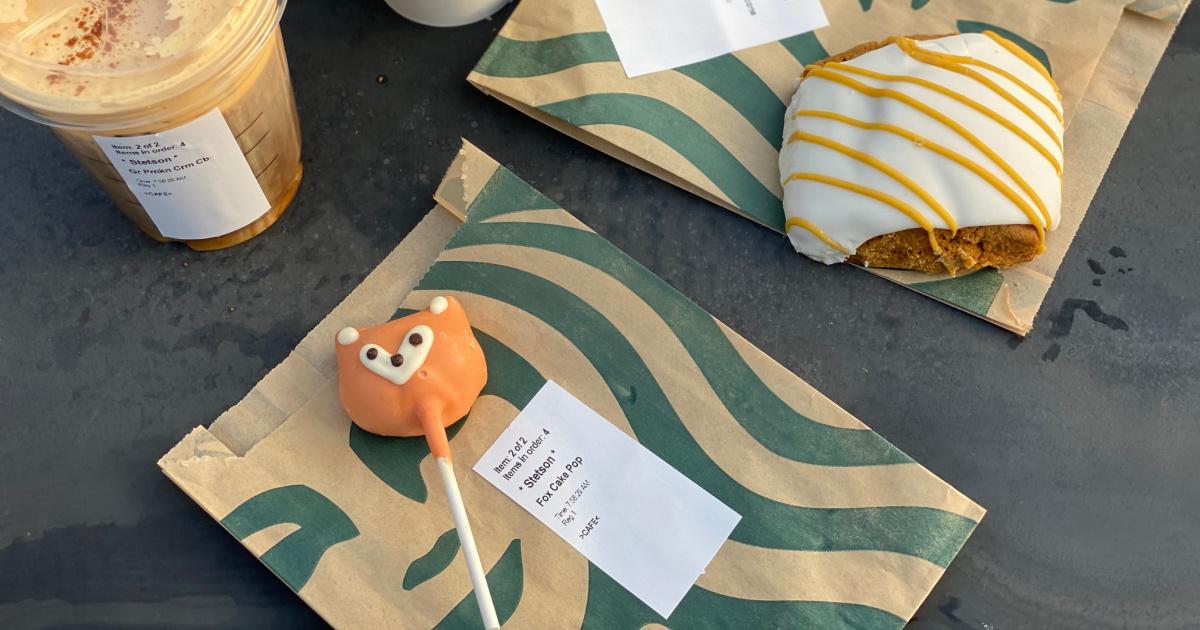 starbucks fall 2020 treats fox cake pop and pumpkin scone