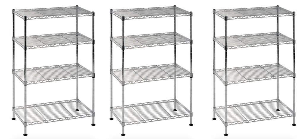 3 chrome wire storage shelves racks