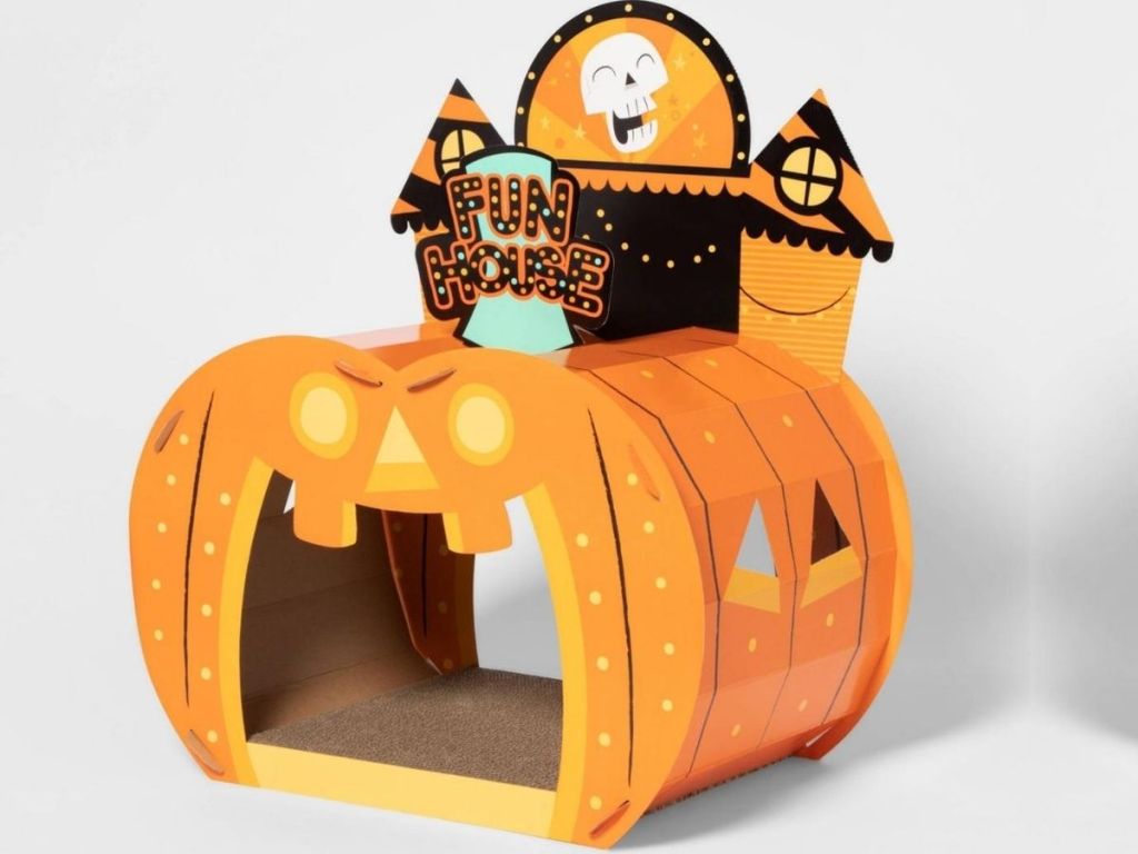 cat scratcher shaped like a halloween fun house