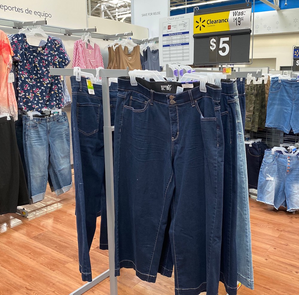 Terry Sky Jeans Capris on store rack