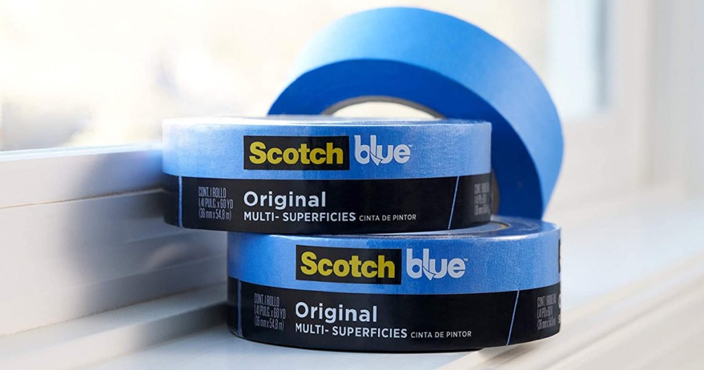 scotch blue painters tape 3 rolls stacked