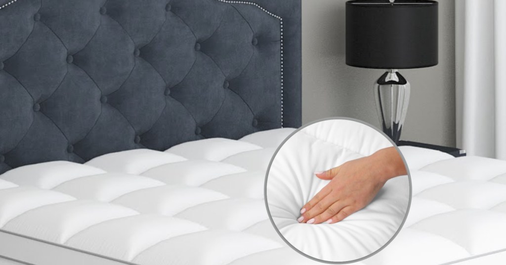 mattress topper white on bed
