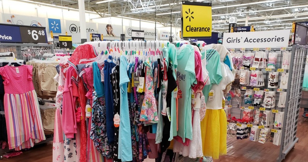 Walmart Clearance Apparel on racks