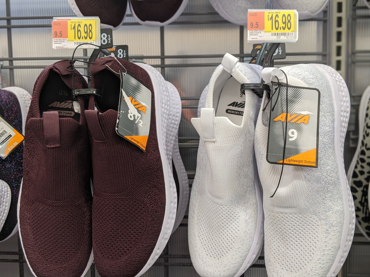 plum and white avia womens slip on shoes