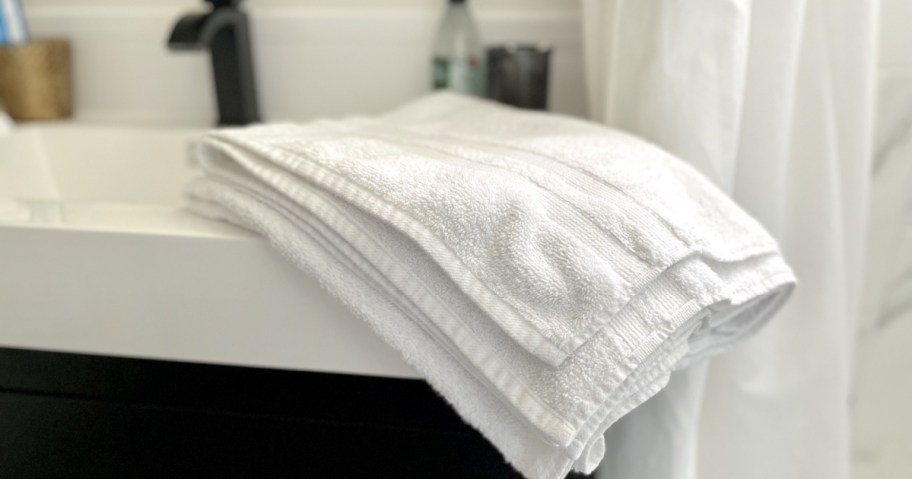 sonoma goods for life white towel in bathroom