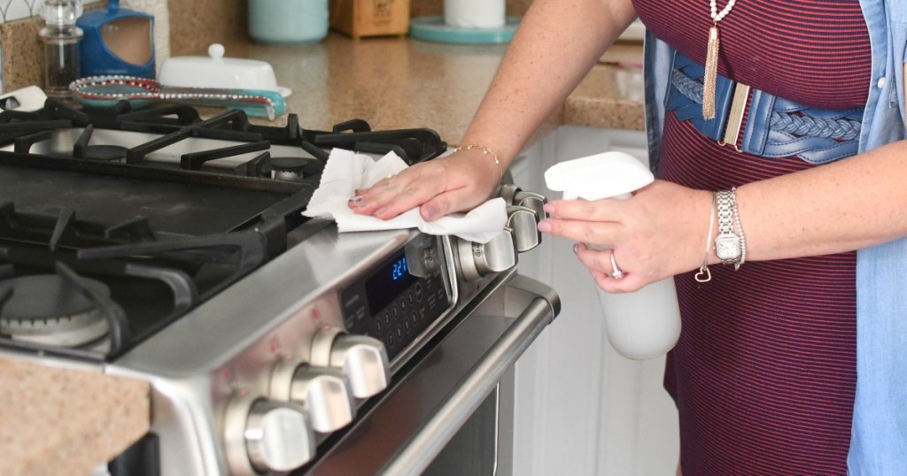 cleaning a stove using diy granite cleaner