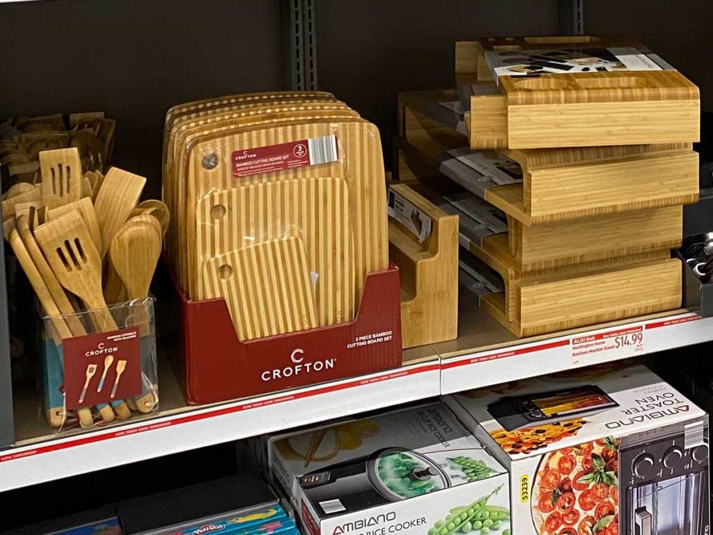 cutting boards on a shelf