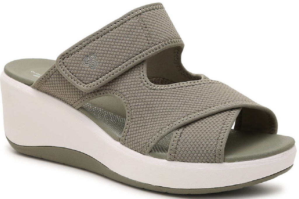 grayish green sporty wedge sandals