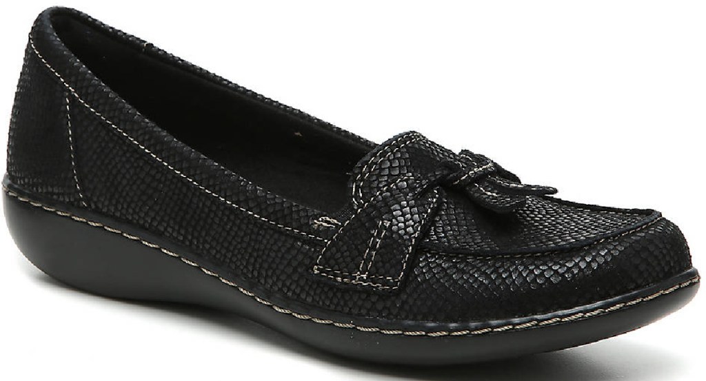 black leather looking flats