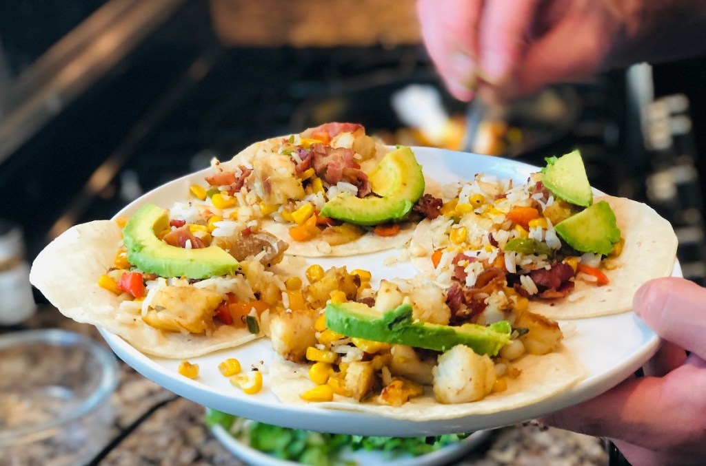 grilled fish tacos on plate