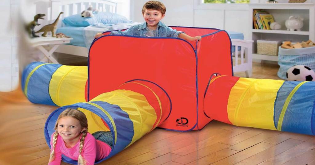kids playing in a tent