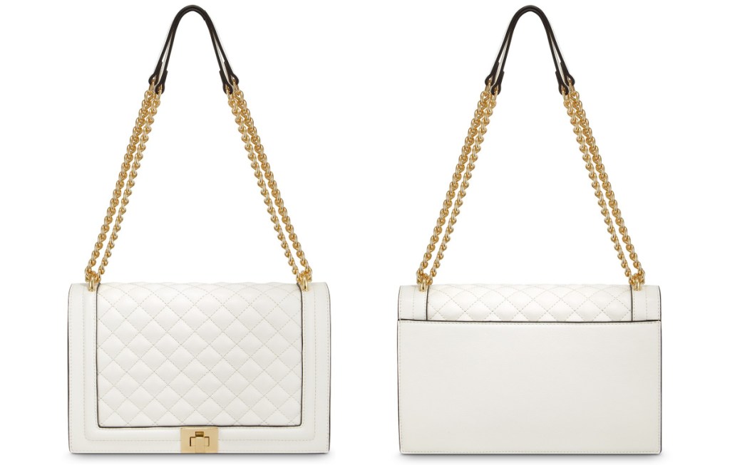 white quilted hand bag