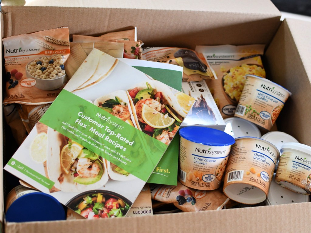 nutrisystem box with food and brochure