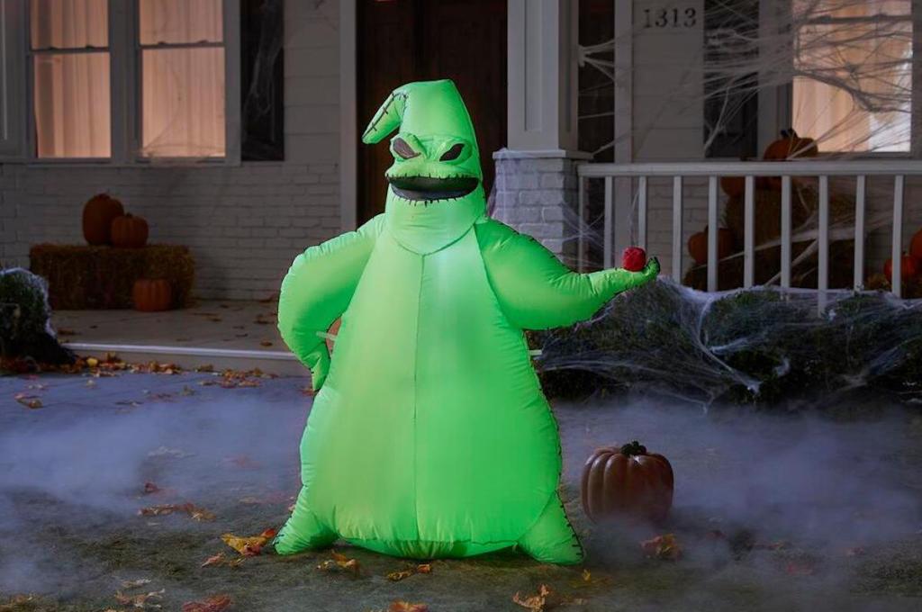 Oogie Boogie Inflatable in Halloween-decorated yard