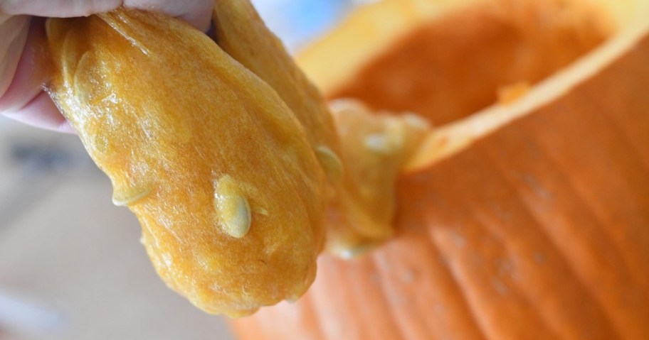 pulling slime from pumpkin