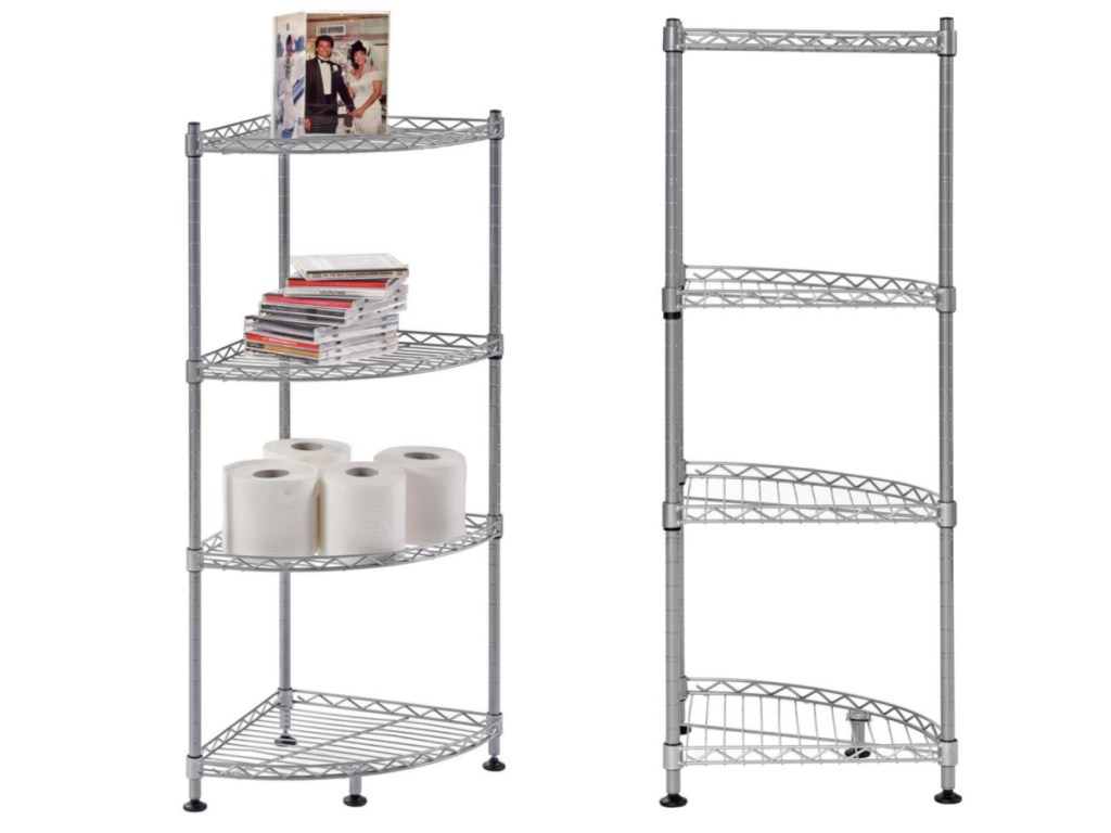 4 tier metal corner shelving unti