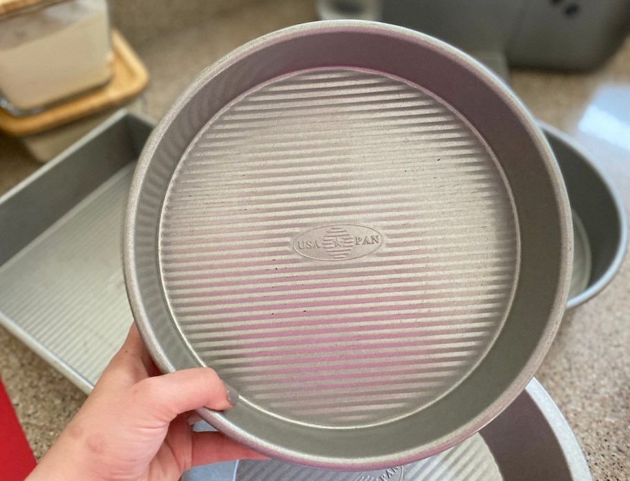 hand holding the best non stick pan