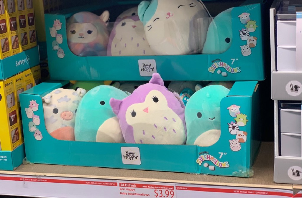 Bee Happy Baby Squishmallows on shelf at ALDI2