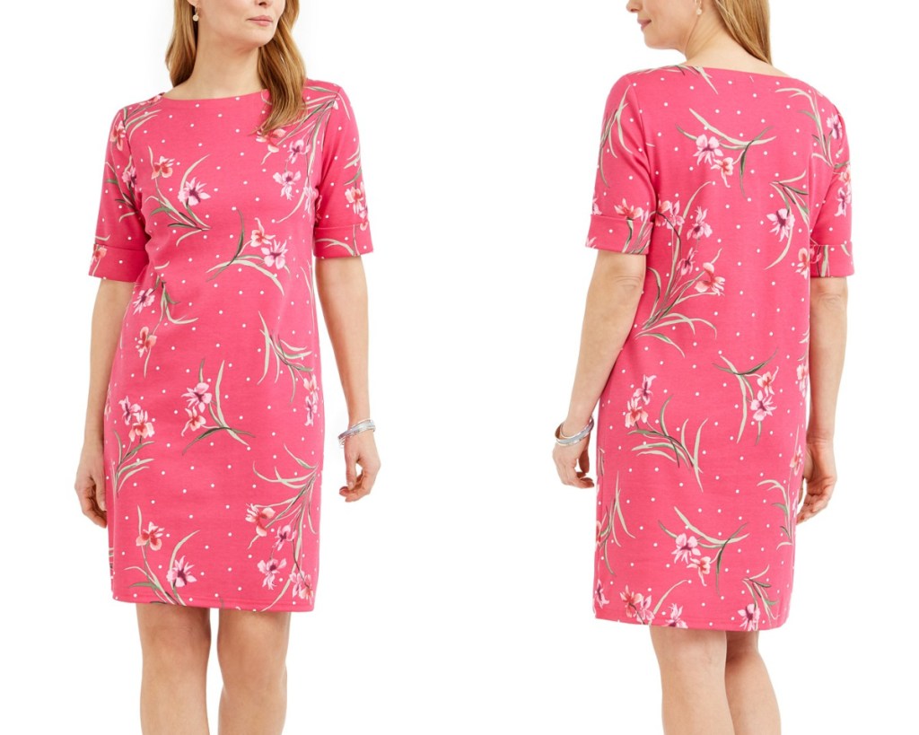 karen scott boat dress pink floral