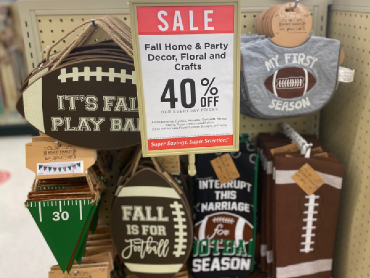 football themed decor in store