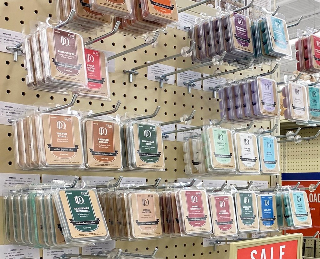 wall of various scents of wax melts at Hobby Lobby