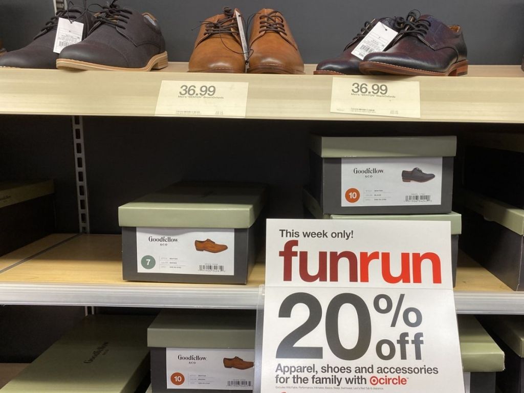 Target shelf with Goodfellow Co Mens Dress Shoes