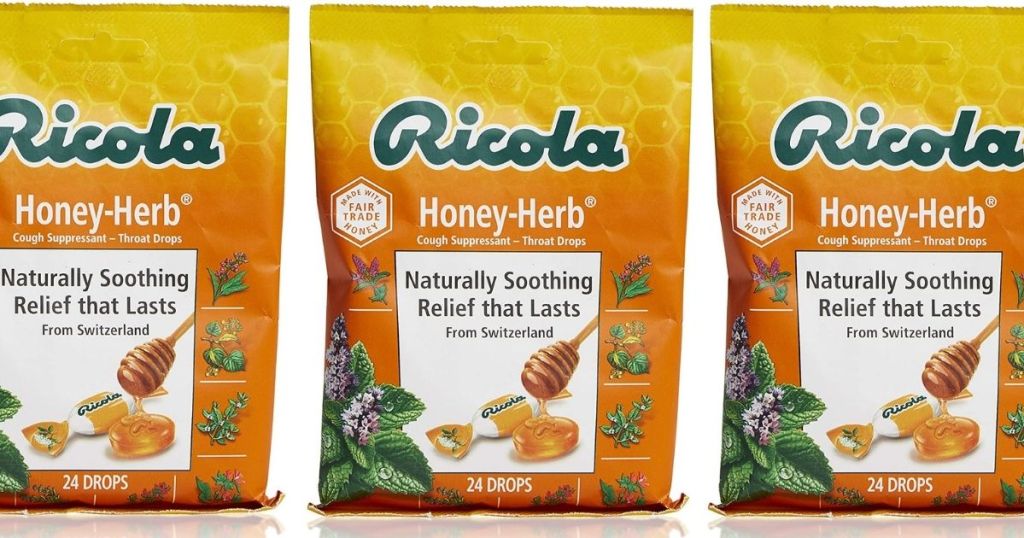 three bags of Ricola cough drops