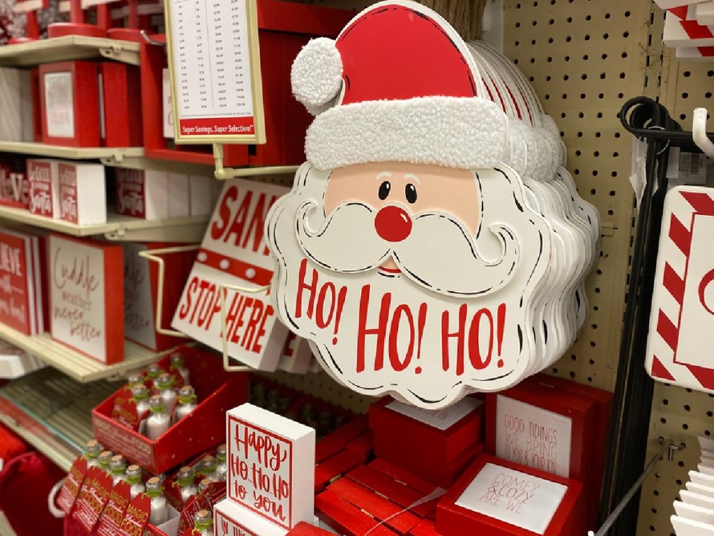 Santa wall decor hanging in store