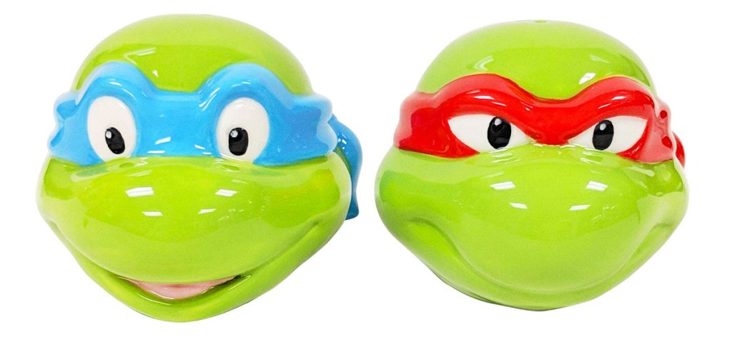 two teenage mutant ninja turtles heads salt and pepper shakers