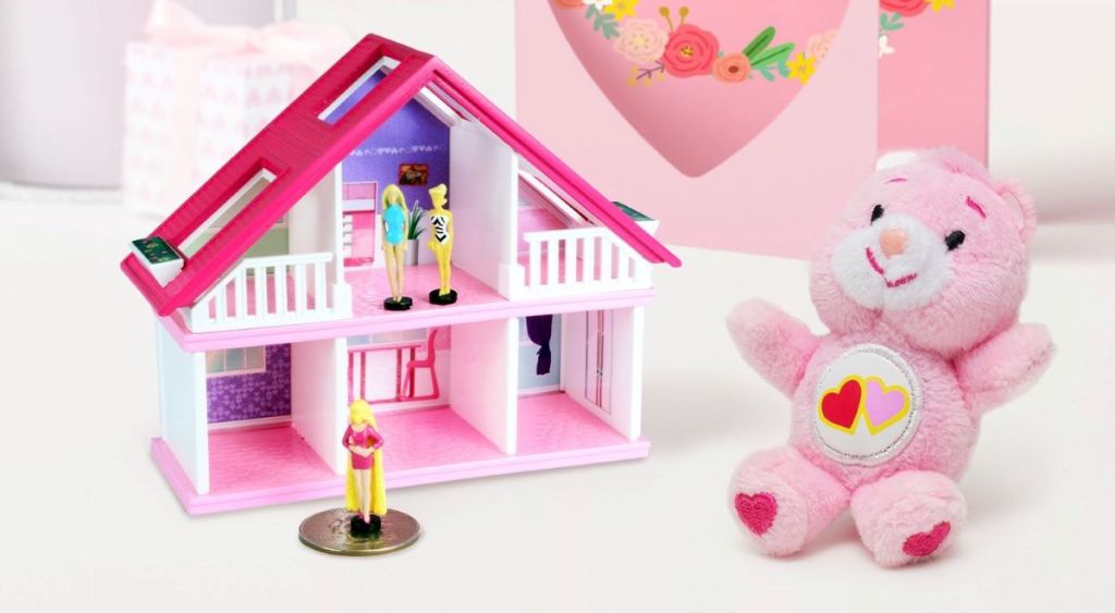 World's Smallest Barbie House next to small Care Bear