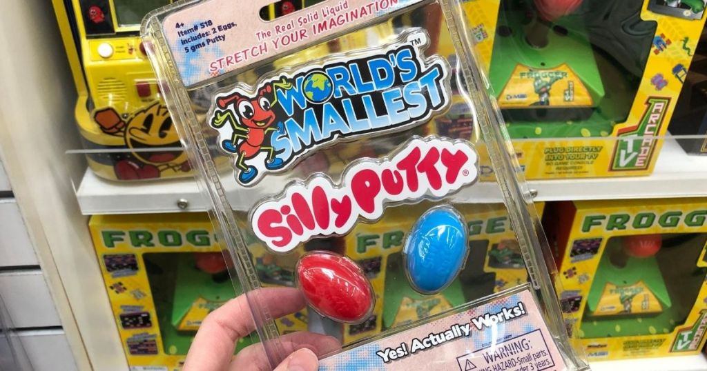 hand holding World's Smallest Silly Putty