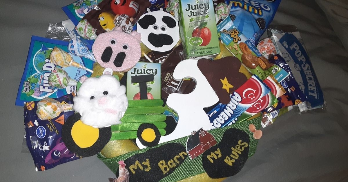 Birthday Snack Box with candy and DIY animals