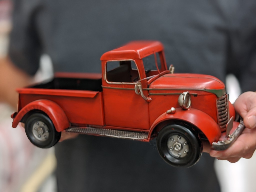 heartland holiday red vintage truck at hobby lobby in hands