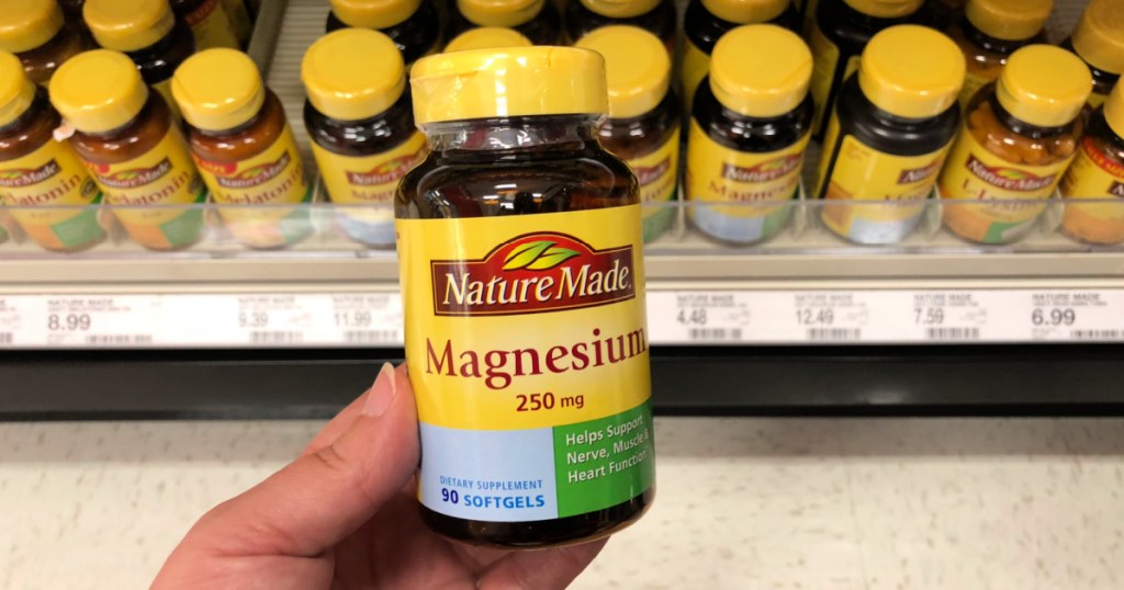 nature made magnesium 250mg 90 count bottle