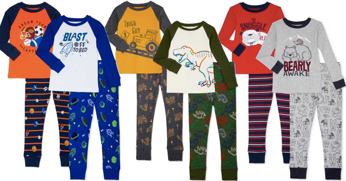 boys pajamas wonder nation 4 piece sets stock images